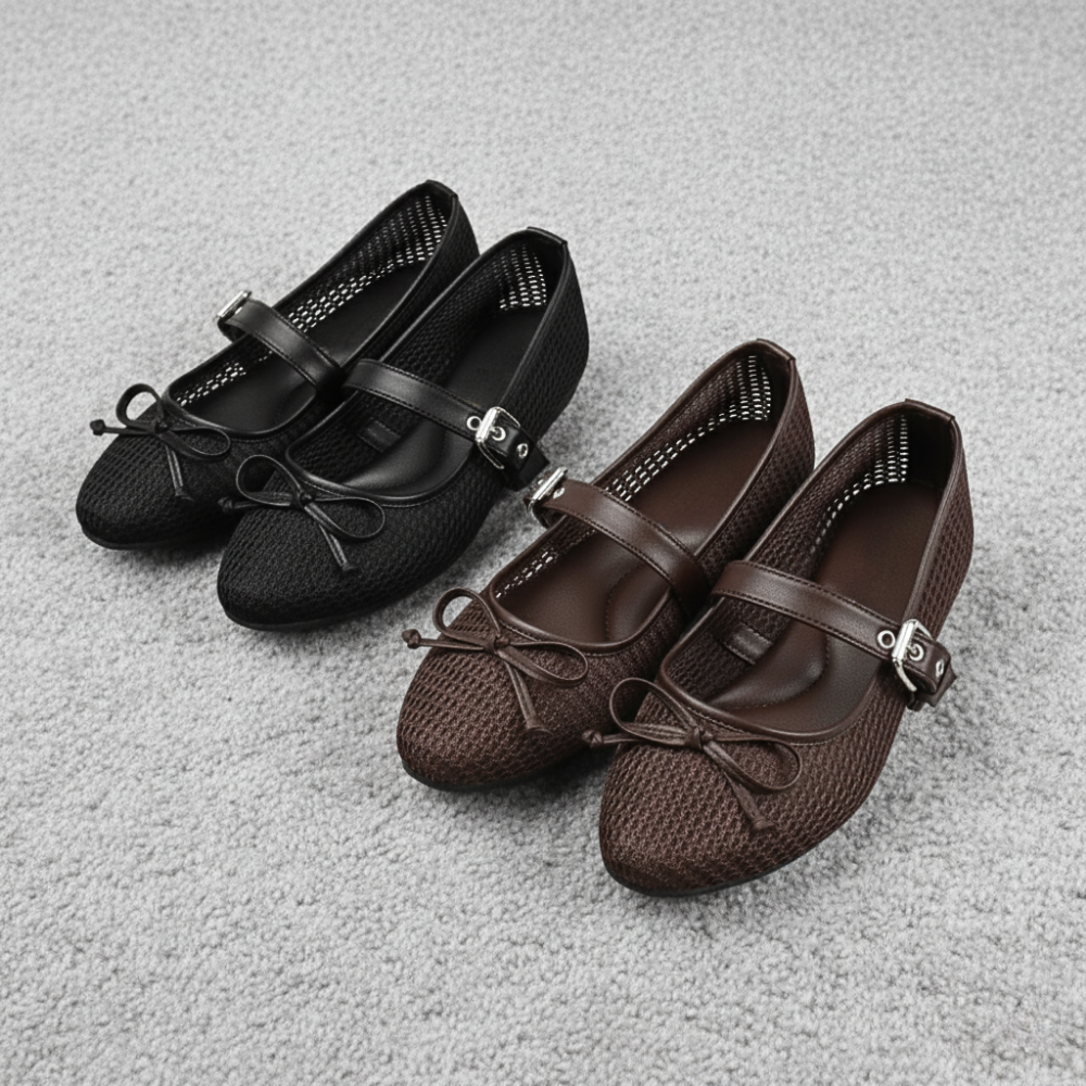 Alexa Flatshoes Mary Jane Wanita Jaring Klasik